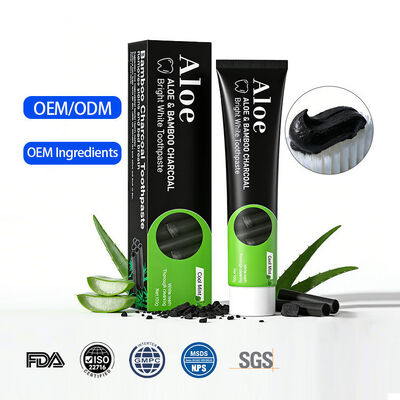 Herbal Natural Ingredients Bamboo Charcoal Aloe Vera Toothpaste Fluoride Free Custom Private Label OEM ODM Service Home