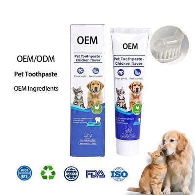 Customizable Professional Oral Cleaning Fresh Mint Pet Toothpaste Chicken Flavor freshen breath effectively Pet Dental Care Toothpaste for Dogs and Cats